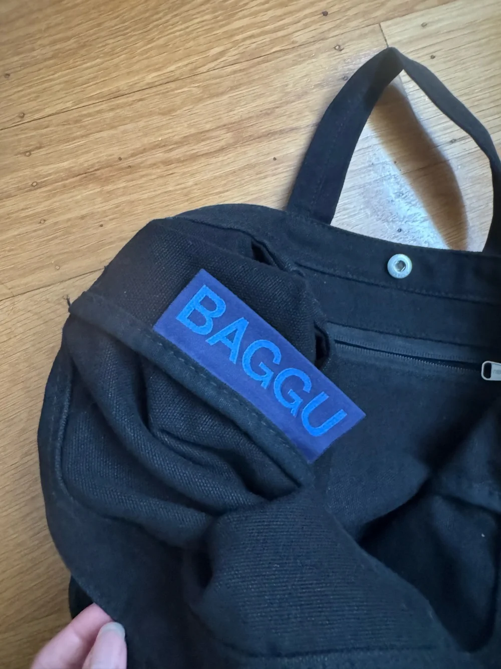 BAGGU Black Canvas Tote with Adjustable Shoulder Strap
